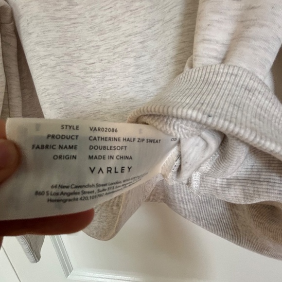 Varley Yates Half-Zip panelled neckline Sweatshirt Ivory Marl Size Small NWOT - Picture 8 of 16